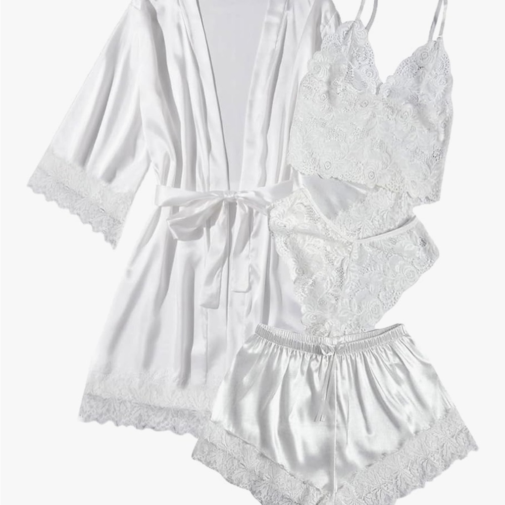 NWT women’s 4 piece silk satin lingerie pajamas